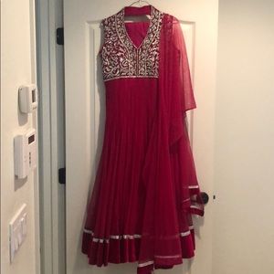 Magenta anarkali suit